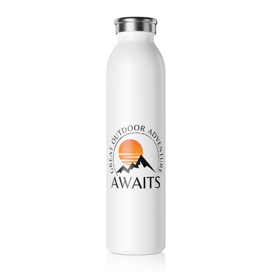 Great Outdoor Adventure With Sunrise Among Mountains Slim Water Bottle [Feel it!] [20 oz]