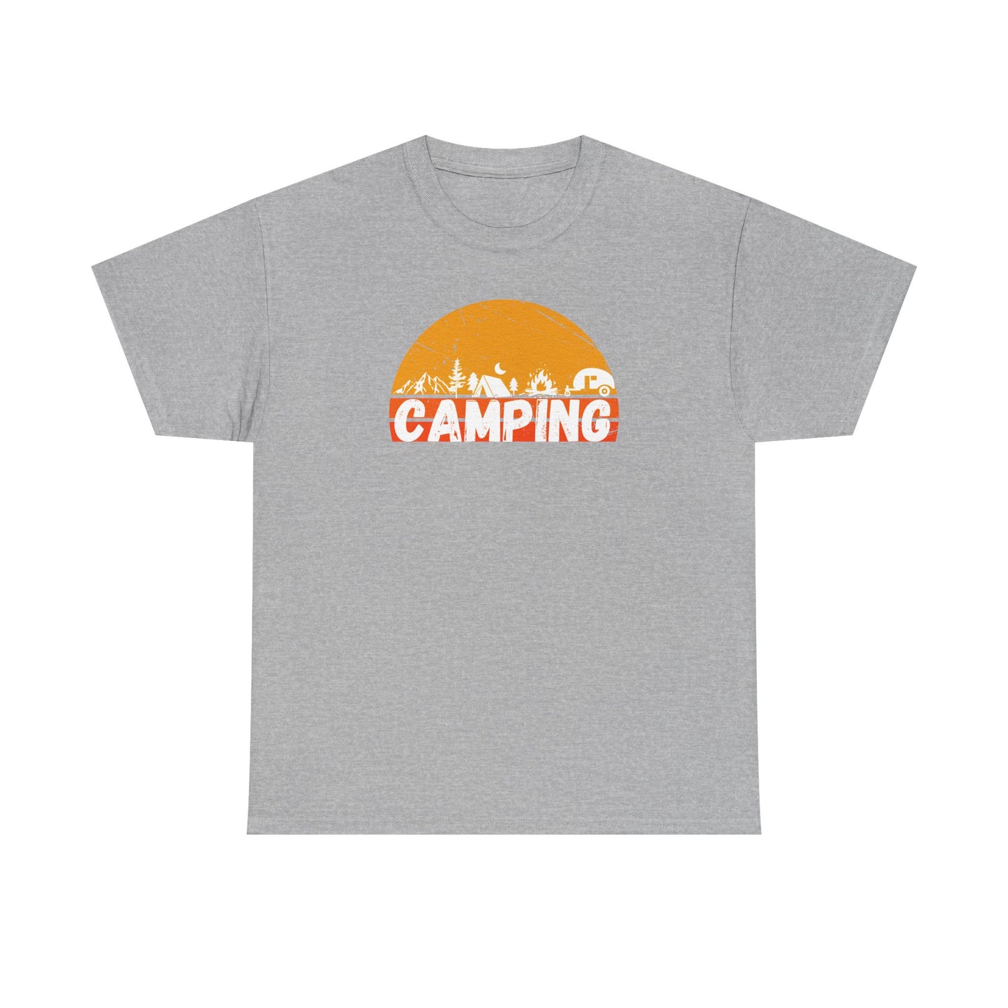 Gray t-shirt with 'Camping' graphic