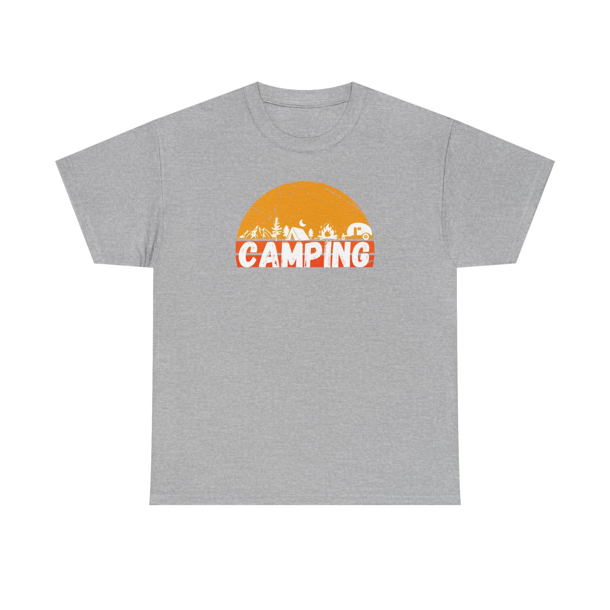 Gray t-shirt with 'Camping' graphic