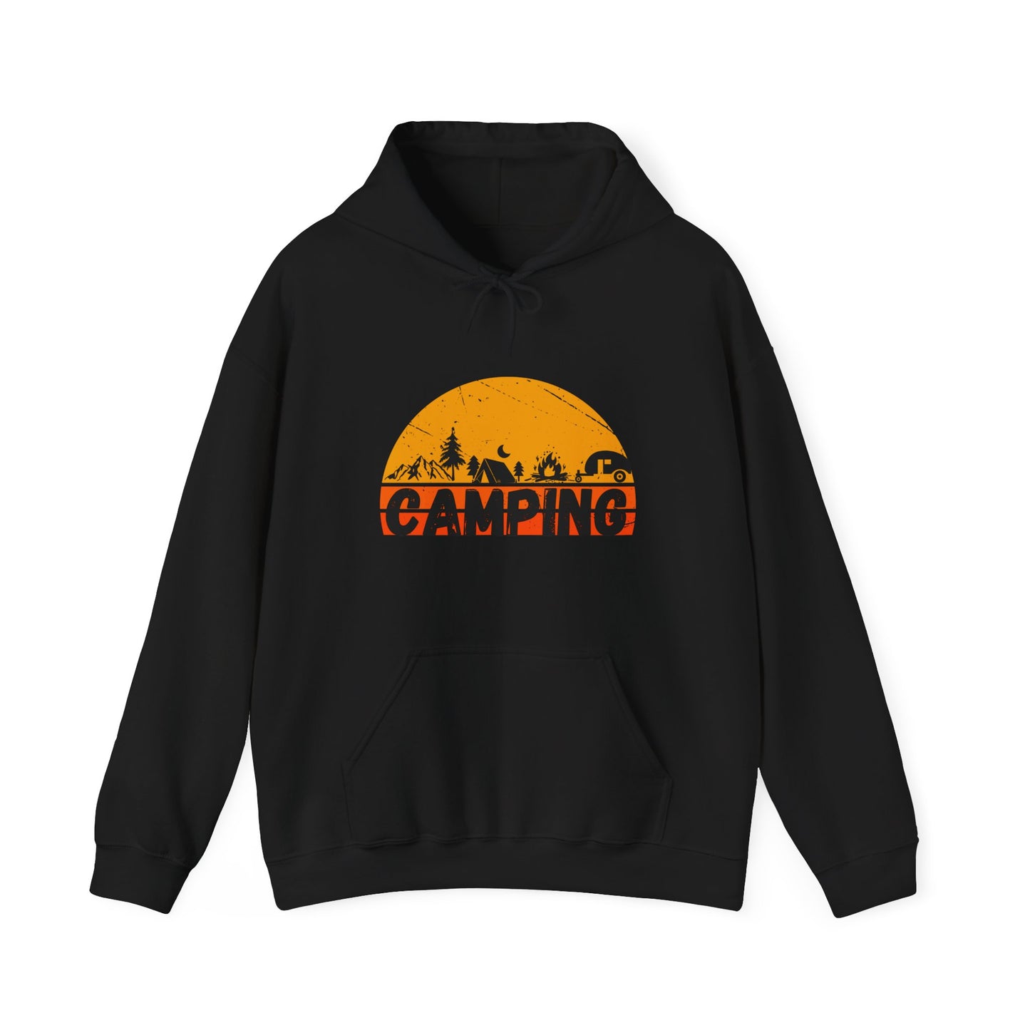 Black mountain camping sunrise hoodie