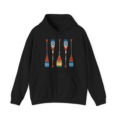 Camping and Canoeing Black Hoodie
