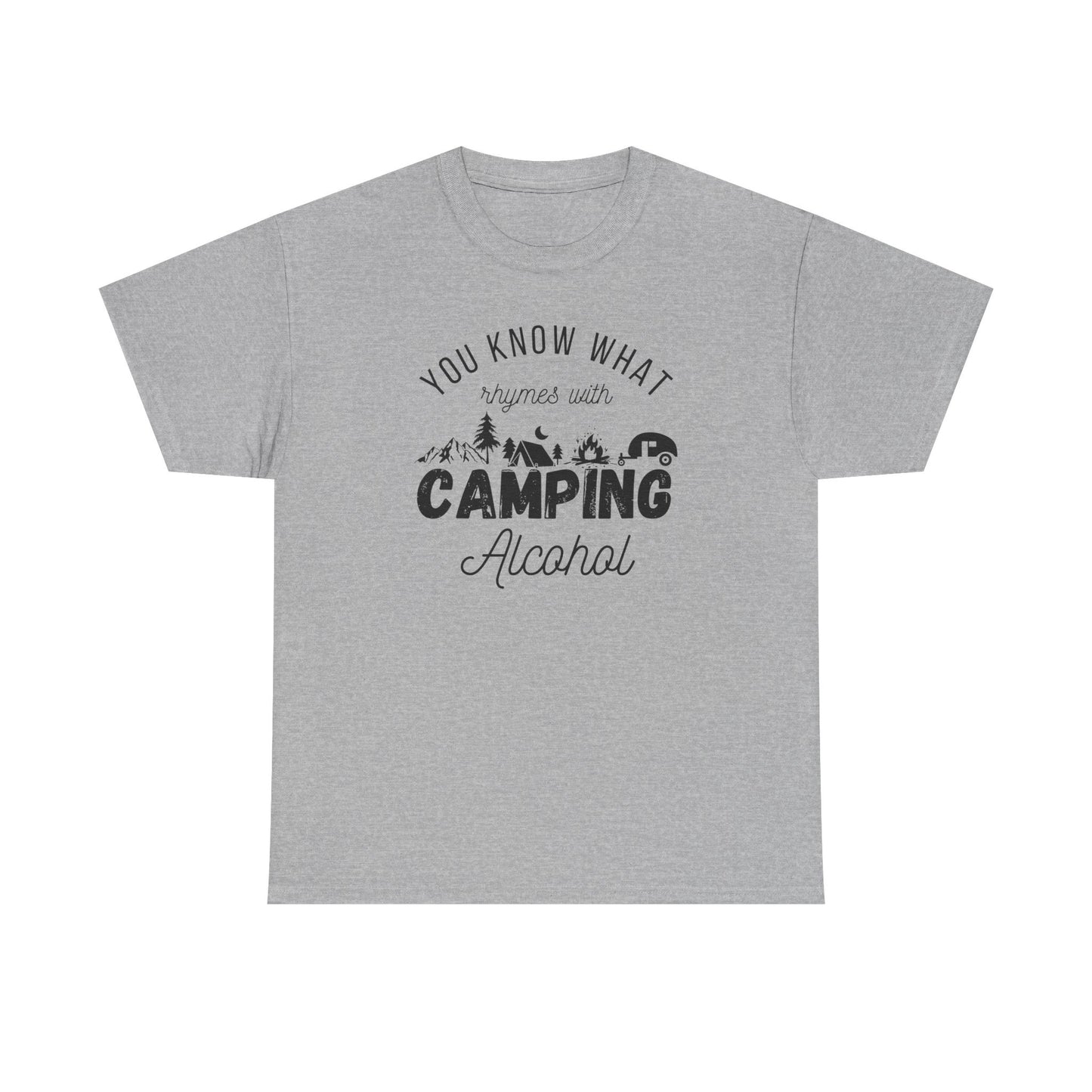 Gray Camping Alcohol t-shirt