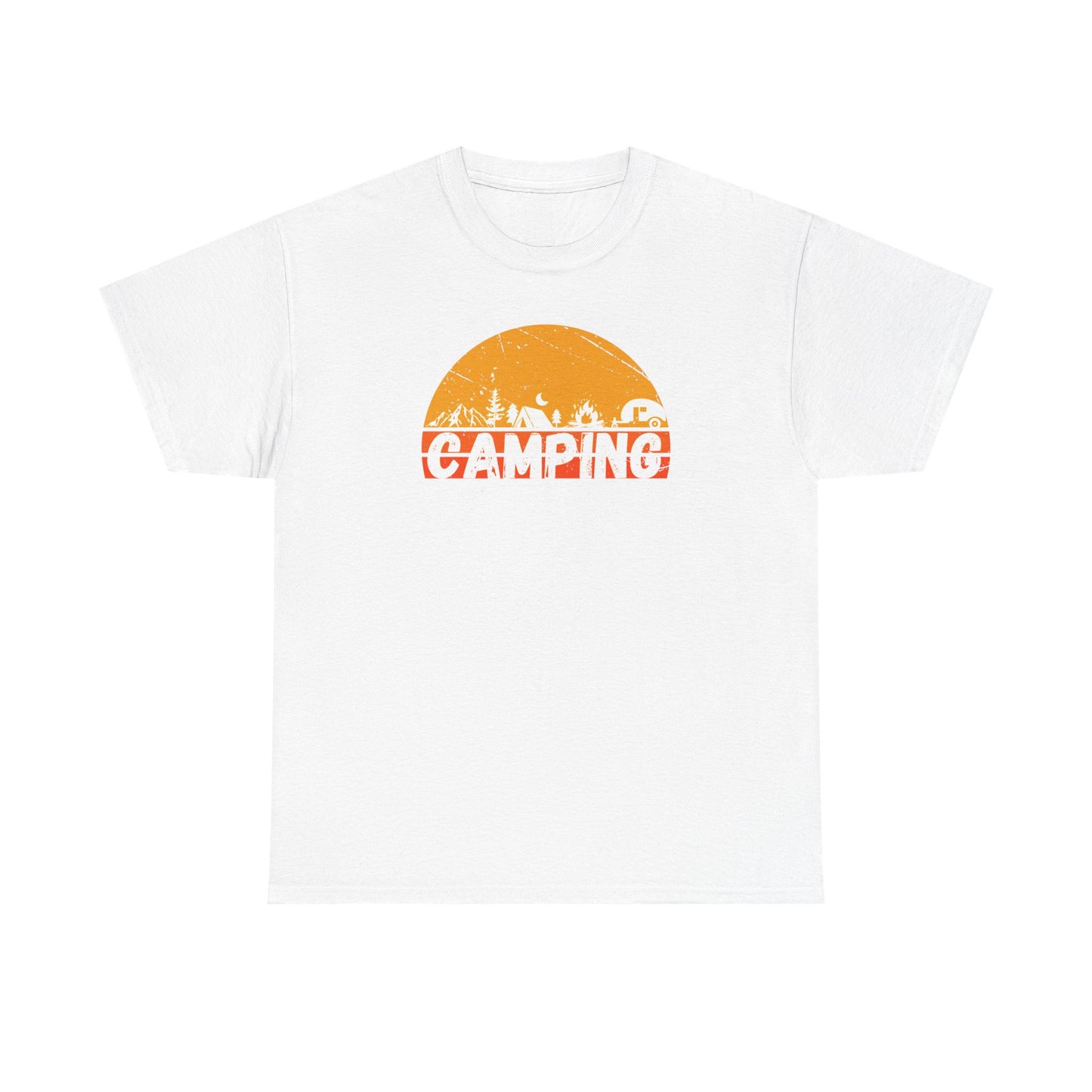 White t-shirt with 'Camping' graphic