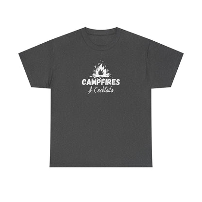Dark Gray t-shirt with 'Campfires & Cocktails' text