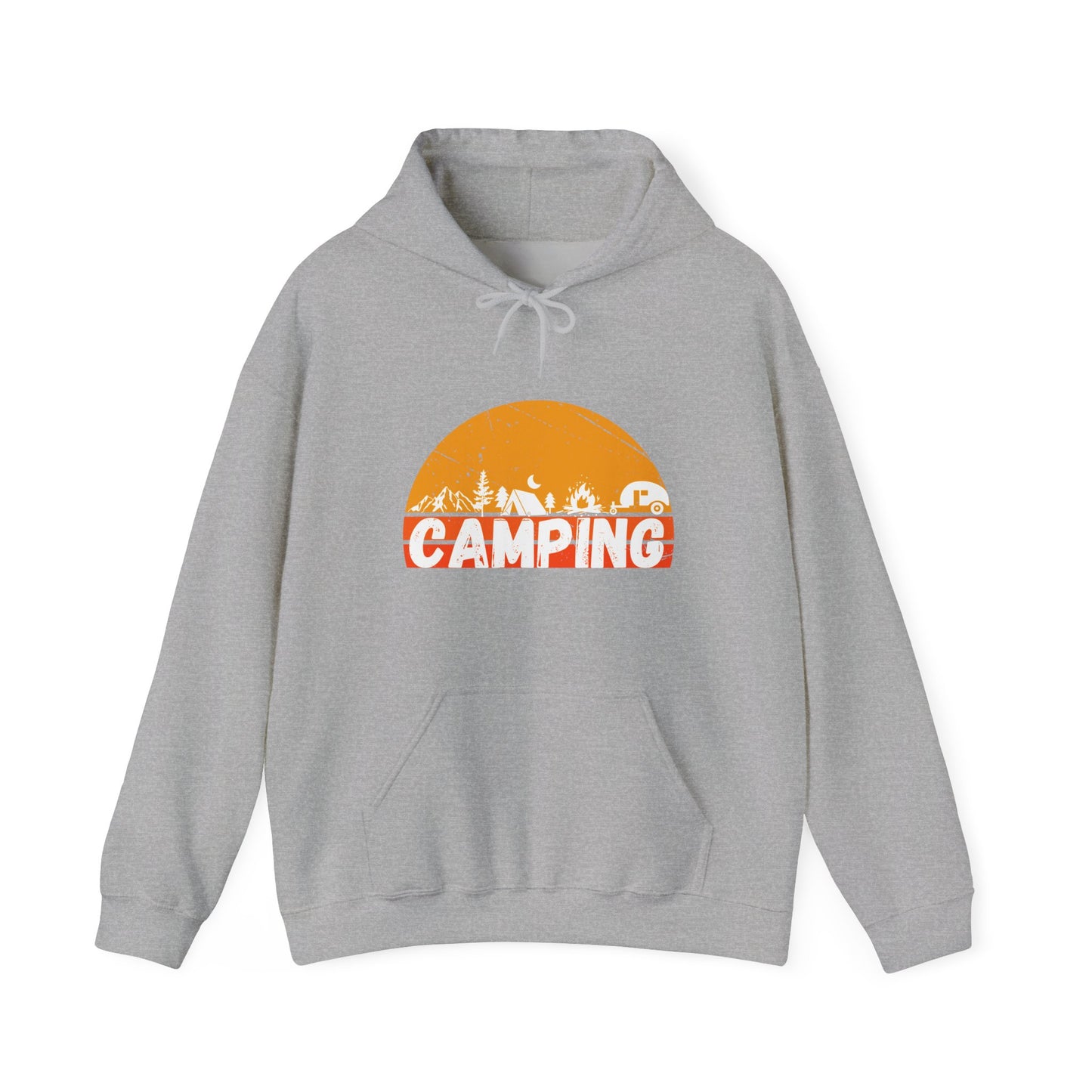 Ash gray mountain camping sunrise hoodie
