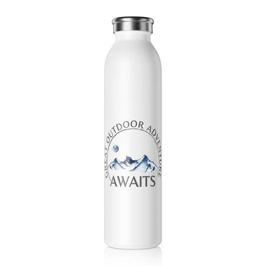 Great Outdoor Adventure With Moon Among Mountains Slim Water Bottle [Feel it!] [20 oz]