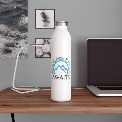Great Outdoor Mountain Adventure Awaits Slim Water Bottle [Let the Thrill begin!] [20 oz]