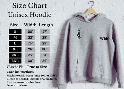 Unisex Hoodie size conversion chart