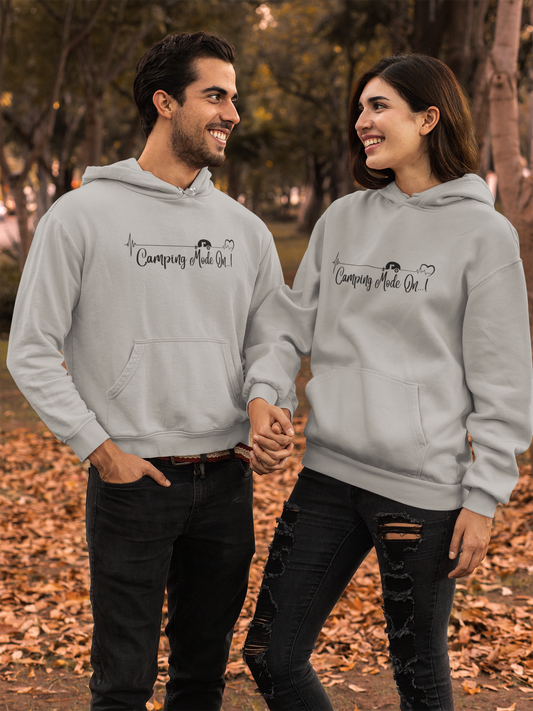 Camping Trailer HeartBeat Unisex Hooded Sweatshirt [Spread The Camping Vibes!]