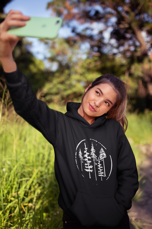 Fir Trees In Circle Unisex Hooded Sweatshirt [Simple and Elegant!]