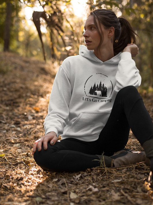 Let's Go Camping With Bear in Trees Unisex Hooded Sweatshirt [There is the Bear!]