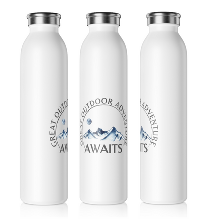 Great Outdoor Adventure With Moon Among Mountains Slim Water Bottle [Feel it!] [20 oz]