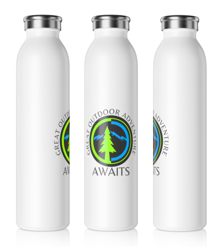 Outdoor Adventure In Trees and Mountains Slim Water Bottle [Dream it!] [20 oz]