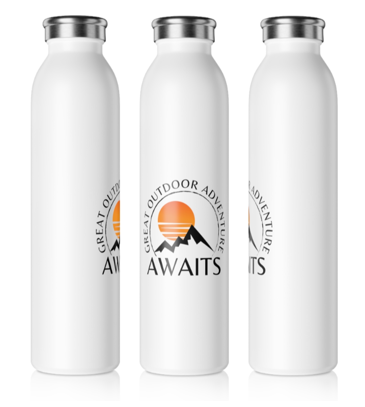 Great Outdoor Adventure With Sunrise Among Mountains Slim Water Bottle [Feel it!] [20 oz]