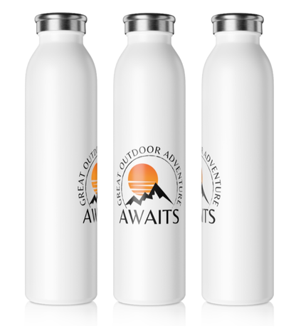 Great Outdoor Adventure With Sunrise Among Mountains Slim Water Bottle [Feel it!] [20 oz]