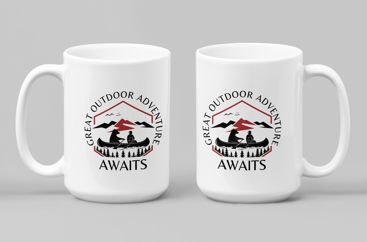Adventure Awaits Sign - White Coffee Mug [15oz]
