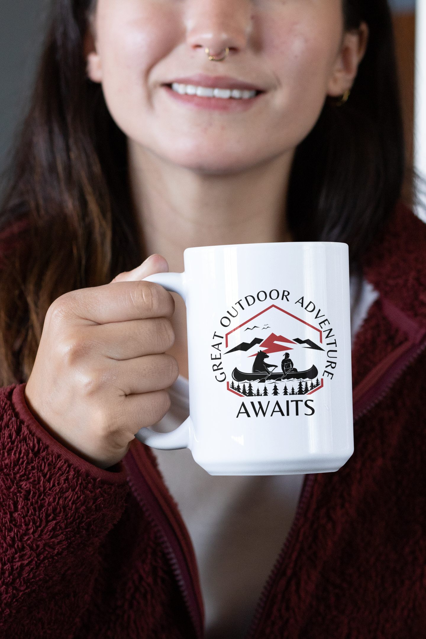 Adventure Awaits Sign - White Coffee Mug [15oz]