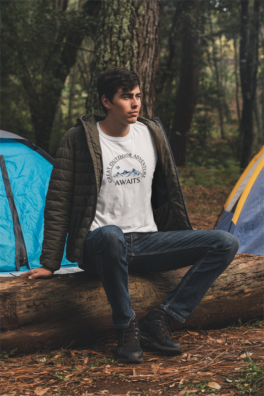 Great Outdoor Adventure With Moon Among Mountains Unisex Tee [Feel it!]