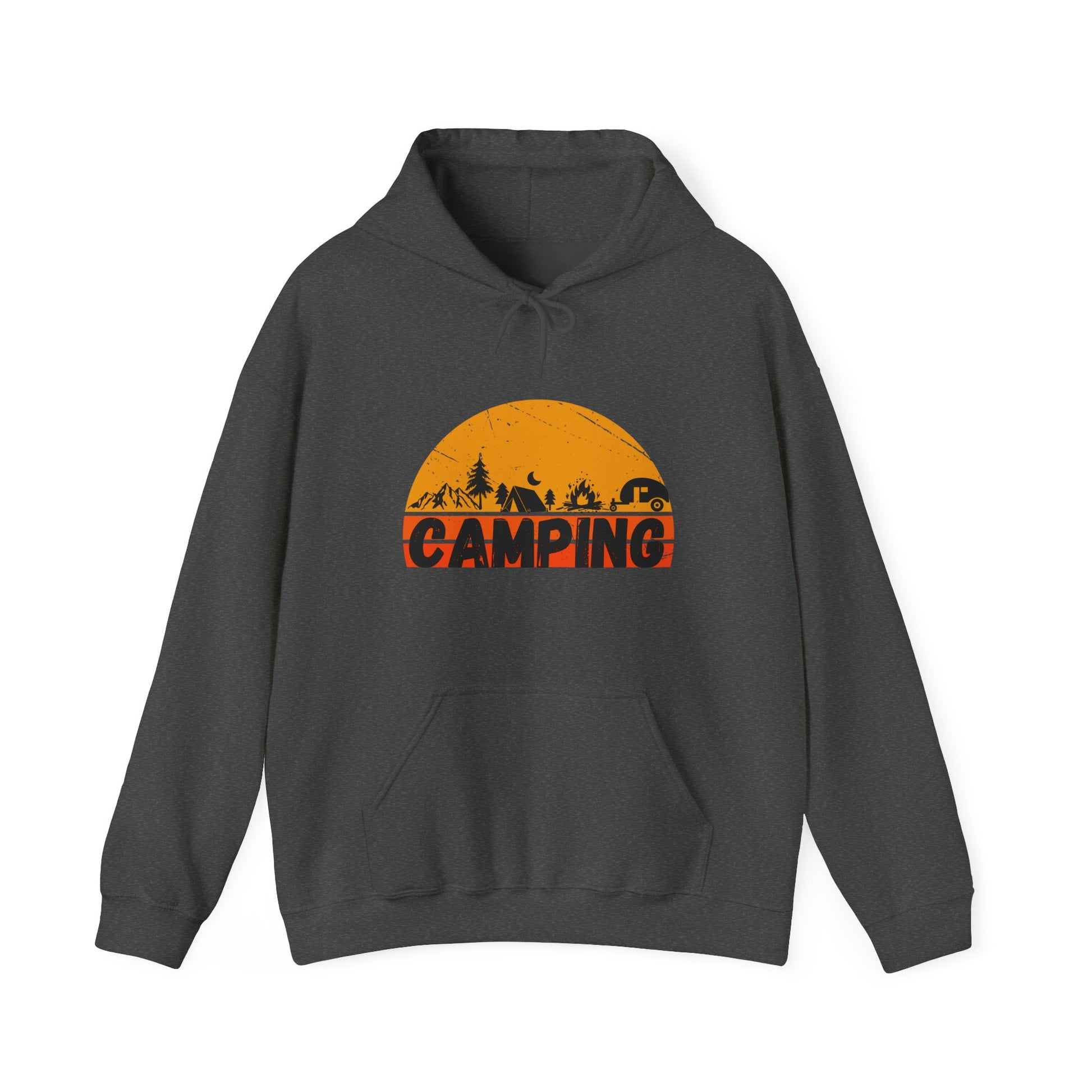 Dark gray mountain camping sunrise hoodie