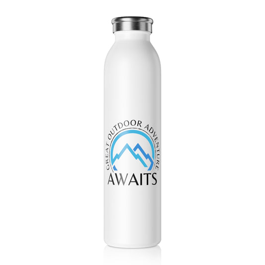 Great Outdoor Mountain Adventure Awaits Slim Water Bottle [Let the Thrill begin!] [20 oz]