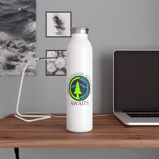 Outdoor Adventure In Trees and Mountains Slim Water Bottle [Dream it!] [20 oz]