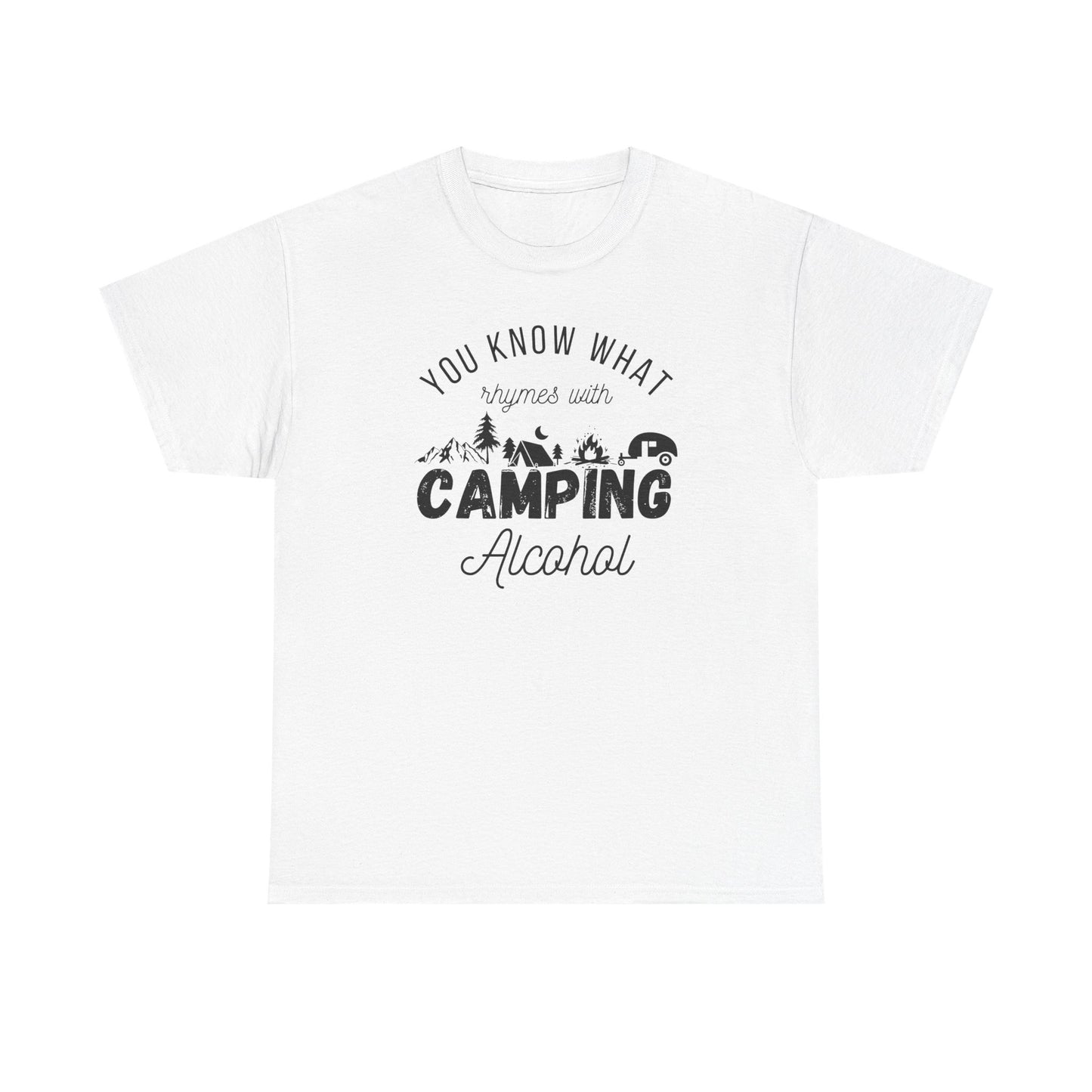 White Camping Alcohol t-shirt