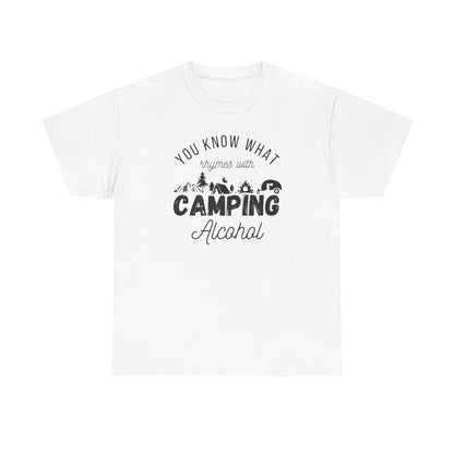 White Camping Alcohol t-shirt